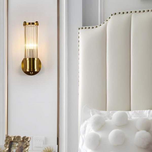 1/2-light Modern Chrome/Gold Wall Sconce with Cylinder Clear Glass Shade - Image 4