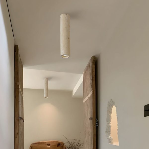 1-Light Modern Yellow Travertine Long Tube Ceiling Lamp for Hallway, Entrance - Image 4