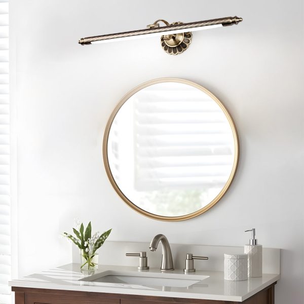Retro Cylinder LED Bathroom Vanity Light with Flower Accents in Bronze Finish - Image 4