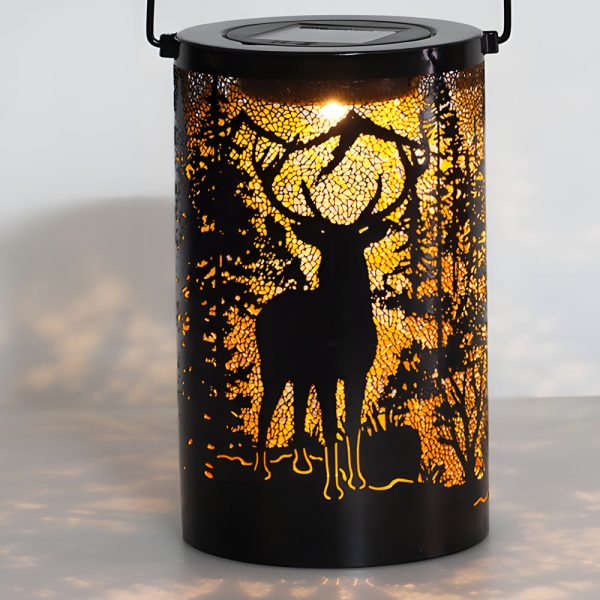 Iron Hollow Deer Silhouette Waterproof LED Modern Hanging Solar Lanterns - Image 5