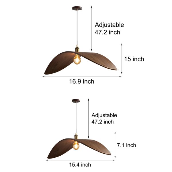 Wabi-sabi Walnut Bar Chandelier Leaf Curve Wooden Pendant Light - Image 7