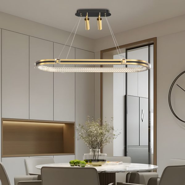 Long Oval Ring Luxury Three Step Dimming LED Modern Dining Room Chandelier - Image 4