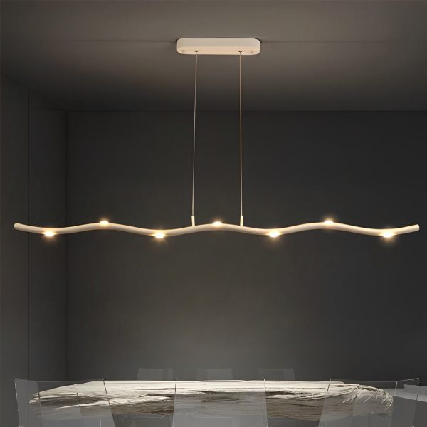 Long Strip Waves Branches Stepless Dimming LED White Modern Chandelier - Image 2