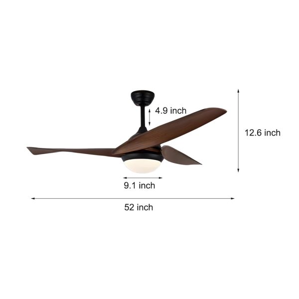 52 in. 3-Blade LED 6-Speed Quiet Ceiling Fan with Light and Remote Control - Image 5