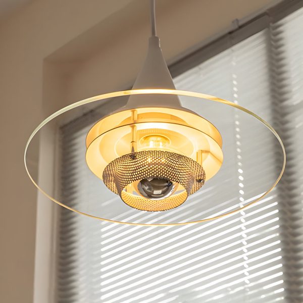 Round Transparent Glass UFO 3 Step Dimming Modern Pendant Light Fixture - Image 3