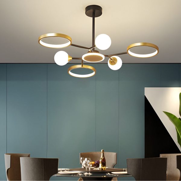 6 Lights Circles LED Modern Ceiling Lights Chandelier Hanging Lamp - Image 2