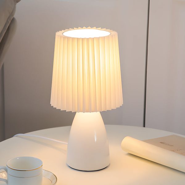 12 inch Pleated-Shade Glass Dimmable Table Lamp - Image 3