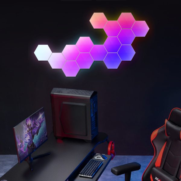 Hexagon Cellular Shaped RGBIC Intelligent Modern Wall Lamp Sconces Lighting - Image 2