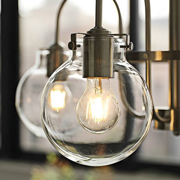 4/5 Lights Glass Ball Curved Iron Lamp Arm Nordic Chandelier Pendant Lights - Image 4