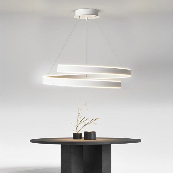 Rotating Ring Creative Three Step Dimming LED White Nordic Chandelier - Image 5