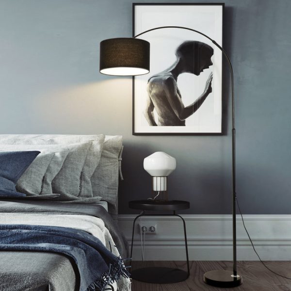 Marble Base and Shaded Adjustable Arc Floor Lamp - Image 3