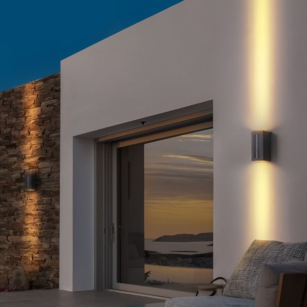 Rectangular Waterproof Up and Down Lights LED Solar Modern Wall Sconce Lighting - Image 4