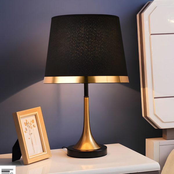 Vintage White/Black and Mid-Century Modern Brass Table Lamp - Image 4
