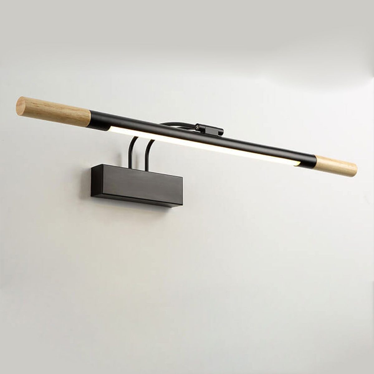 Nordic Solid Wood Curved Arm Long Vanity Light LED Wall Sconce Lamp - Image 4