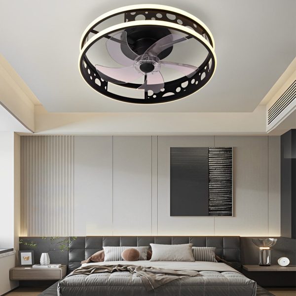 Round Three Step Dimming LED Nordic Bladeless Ceiling Fans with Remote - Image 5