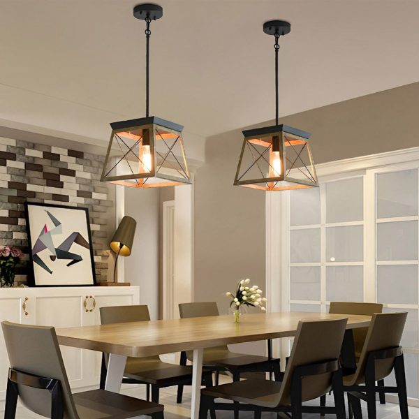 Geometric Iron Adjustable Height Retro Industrial Style Chandelier Light - Image 5