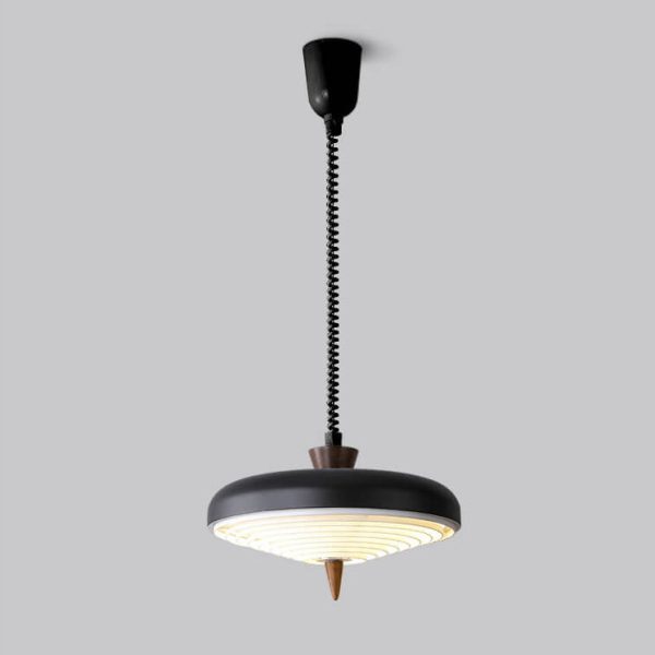 Industrial Iron Several Japanese Style Walnut Retractable 1-Light Pendant Light - Image 2