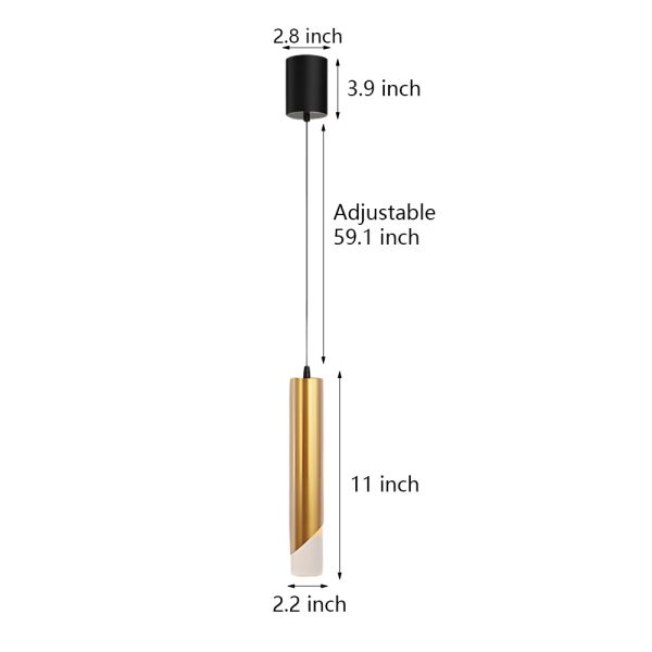 Hardware Slender Cylinder 3 Step Dimming Gold Modern LED Pendant Lights - Image 5