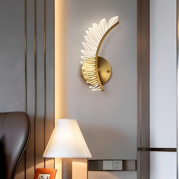 Acrylic Leaves Feathers LED Three Step Dimming Postmodern Wall Lamp - Image 2