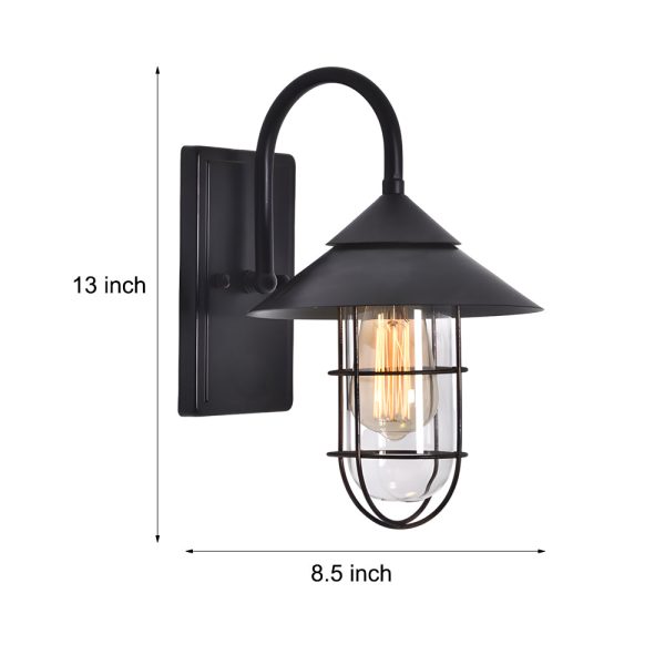 Retro Round Iron Glass Waterproof Motion Sensor Black Outdoor Wall Lights - Image 6