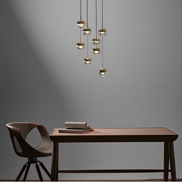 Round Rotating Minimalist Metal Glass Nordic LED Pendant Light Chandelier - Image 5