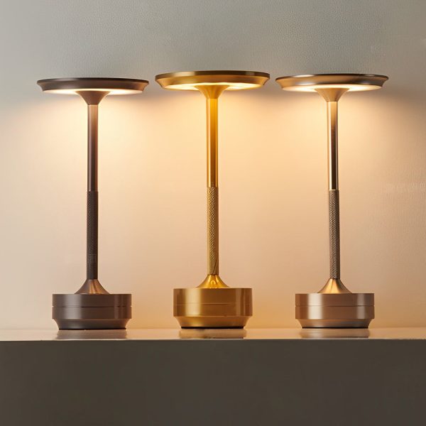 Plated Metal Slender Cordless UFO Alien Table Lamp - Image 2
