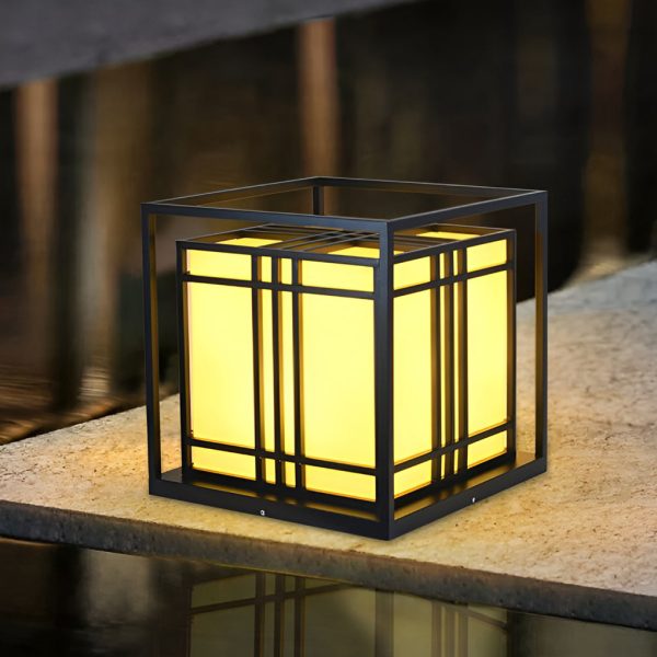 Retro Square Waterproof LED Black Modern Outdoor Post Caps Lights - Image 2