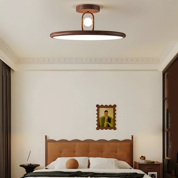 15.7/19.7-in Wood Grain Round Semi Flush Mount Ceiling Light - Image 4