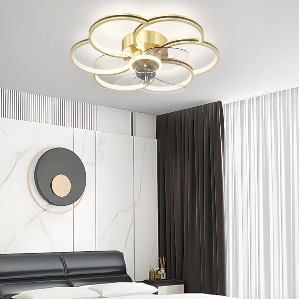 Flower Creative Three Step Dimming LED Silent Modern Ceiling Fan and Light - Image 4
