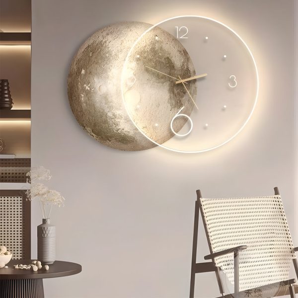 Moon Lunar Wall Clock USB Remote Control Power Bank LED Wall Painting Lamp - Image 2