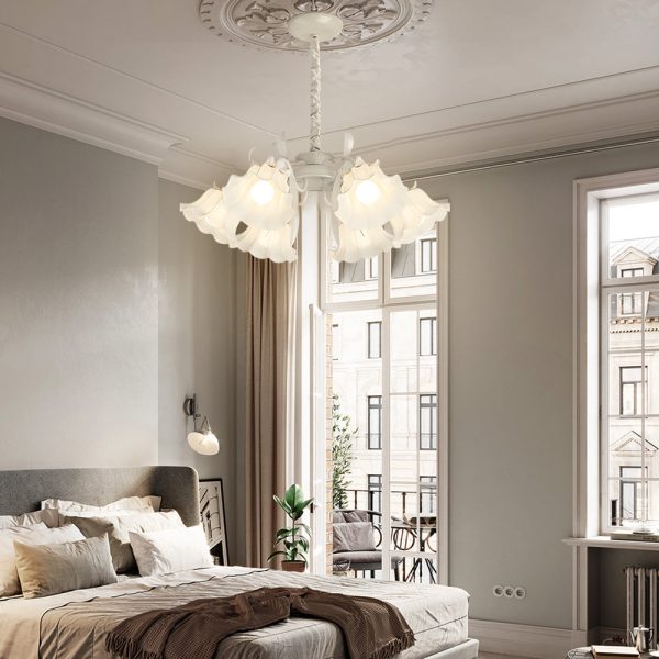 6 Heads Flowers Leaves Three Step Dimming French Style Chandelier Lamp - Image 4