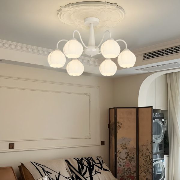 6 Round Flowers Bell Orchid Three Step Dimming Modern Chandelier Lamp - Image 4