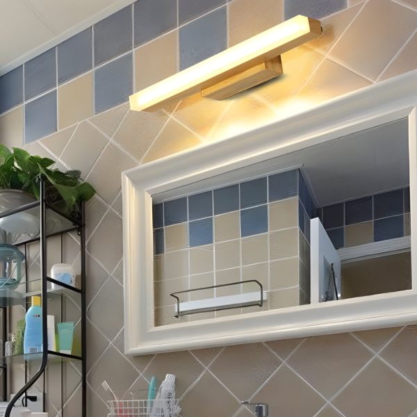 Modern Wooden LED Vanity Light Rectangular Wall-Mount Bathroom Lighting - Image 4