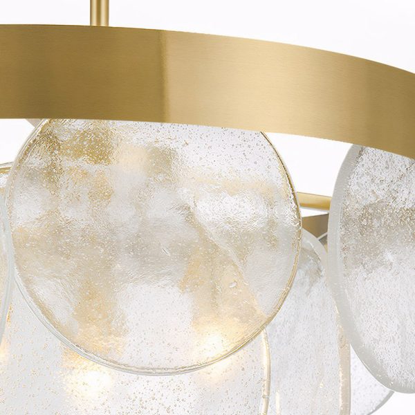 3-Light Round Semi Flush Mount Glass Chandelier - Image 5