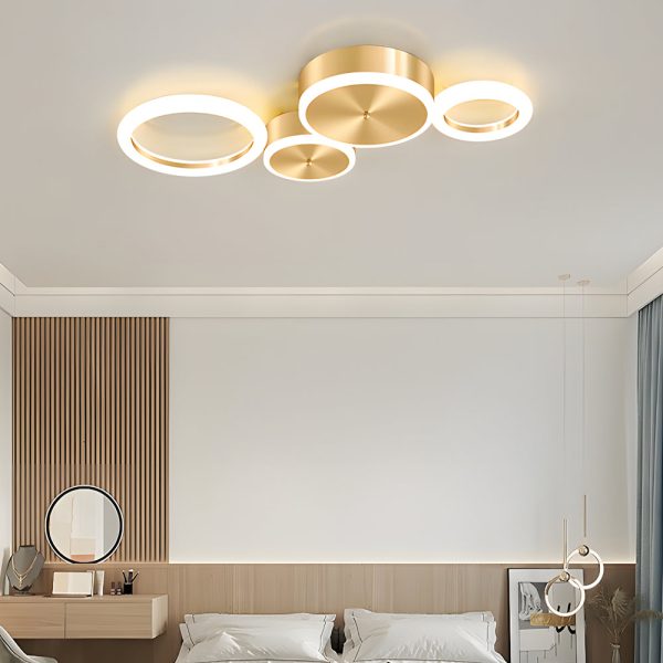 Modern Gold LED Flush Mount Rings Circle Ceiling Light Fixture - Image 2