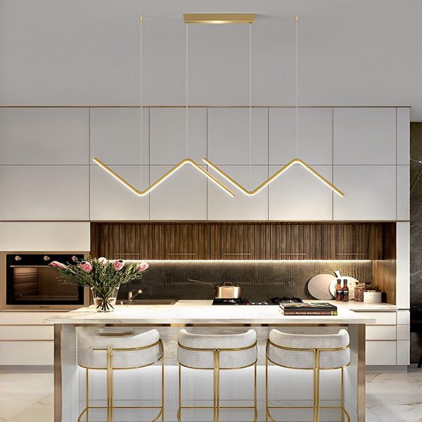 Wavy Linear 3 Step Dimming LED Nordic Chandelier Pendant Light Hanging Lamp - Image 2