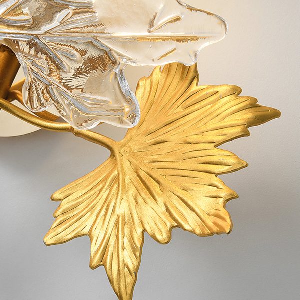 Maple Leaves Glass Three Step Dimming Artistic Luxury Postmodern Wall Lamp - Image 5