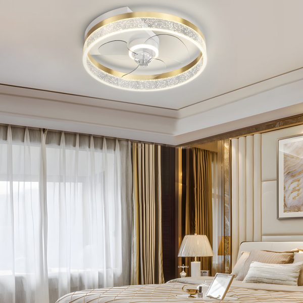 Circular Acrylic Bubbles LED Three Step Dimming Modern Ceiling Fan Lamp - Image 4