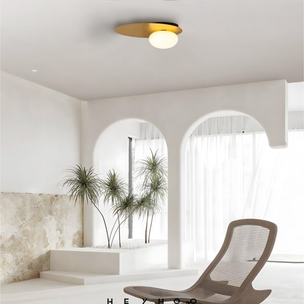 1-Light LED Oval Metal White Glass Flush Mount Ceiling Light - Image 2