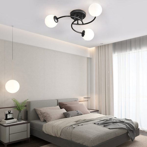 5-light Glass Globe Design Swirled Metal LED Modern Ceiling Lights - Image 5