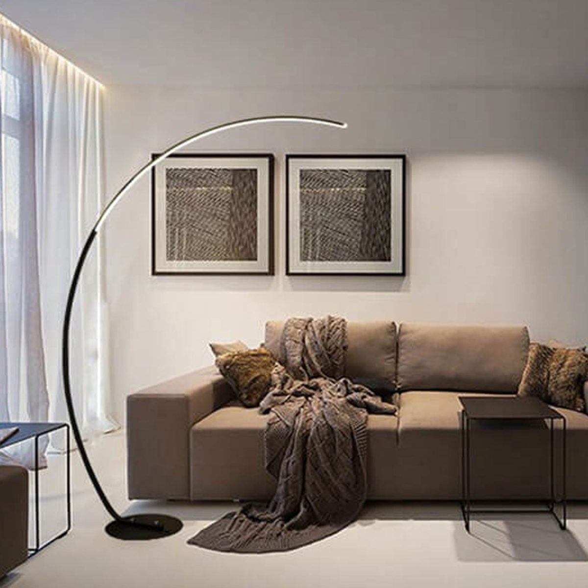 Minimalist Curved Line LED Aluminum Standing Floor Lamp - Image 4