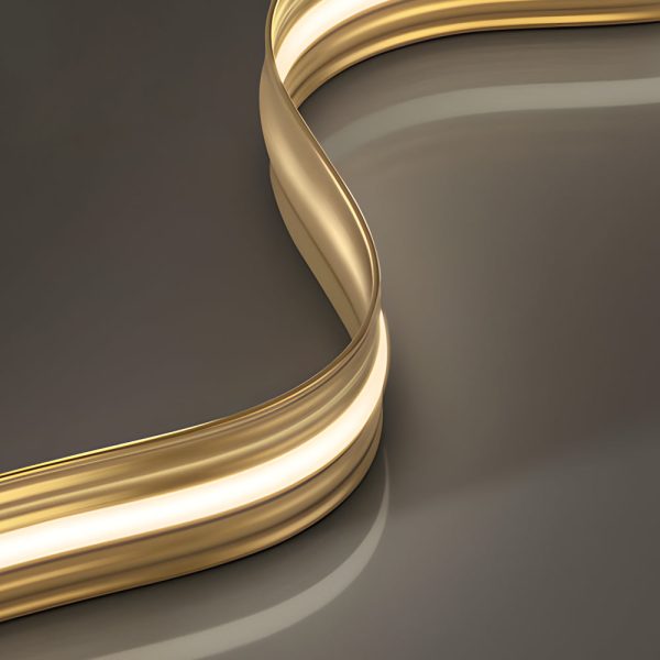 1-Light Linear LED Brass Elegant Flow Wave Pendant Light for Kitchen Island - Image 5
