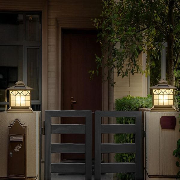 Classical Waterproof LED 3 Step Dimming Bronze Solar Post Caps Lights - Image 2