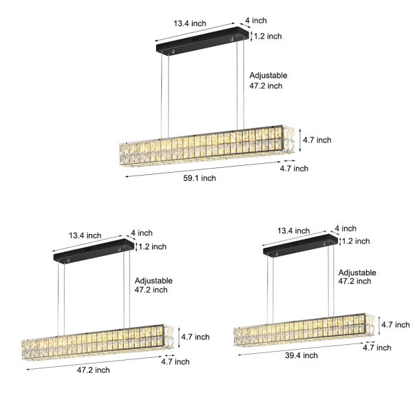 Long Rectangular Three Step Dimming Luxury Modern Crystal Chandelier - Image 5