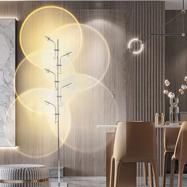 Industrial Multi-Angle Task Lighting Chrome Floor Lamp - Image 4