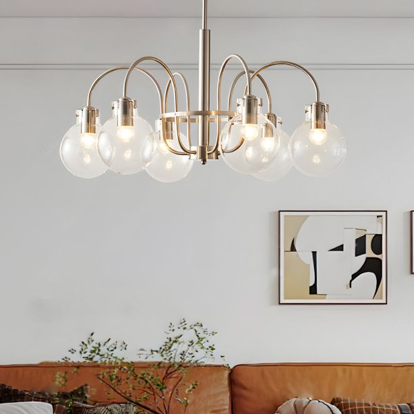 6-Light Glass Globe Shade Indoor Nickel Finish Chandelier - Image 4