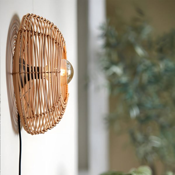 Round Woven Minimalist Wabi-Sabi Modern Hanging Ceiling Lights Wall Lamp - Image 4