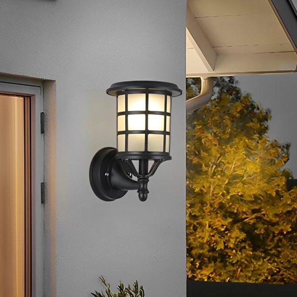 Retro Round Three Step Dimming Black European-style Solar Wall Sconces - Image 2