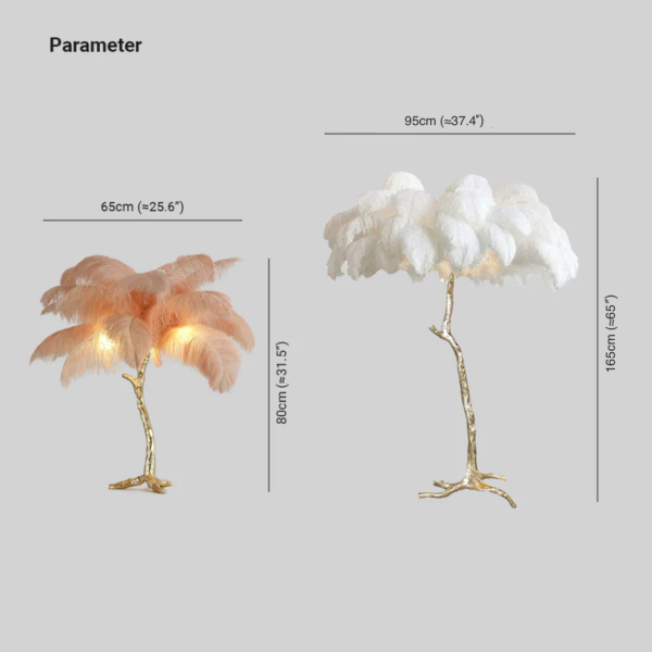 O'Moore Nordic Luxury Unique Ostrich Feather Floor Lamp/Table Lamp - Image 4