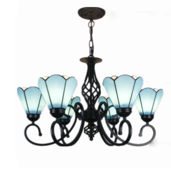 European Creative Tiffany Glass 3/5/6/8 Lights Chandelier - Image 7